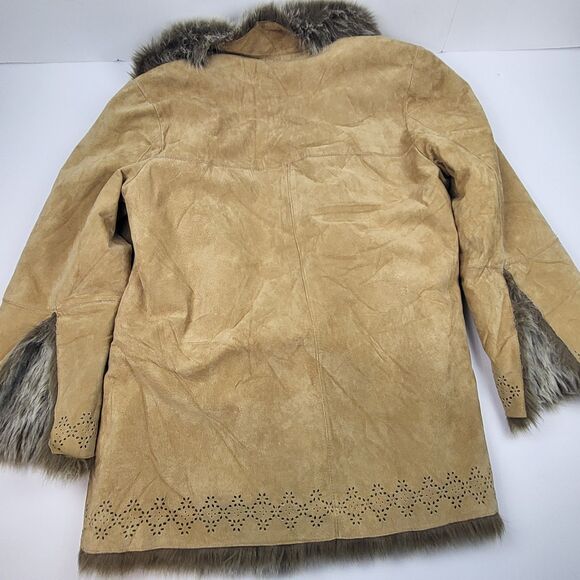 DB Studio Penny Lane Style Vintage Women's Coat Suede Leather Faux Fur Size L - Picture 13 of 16